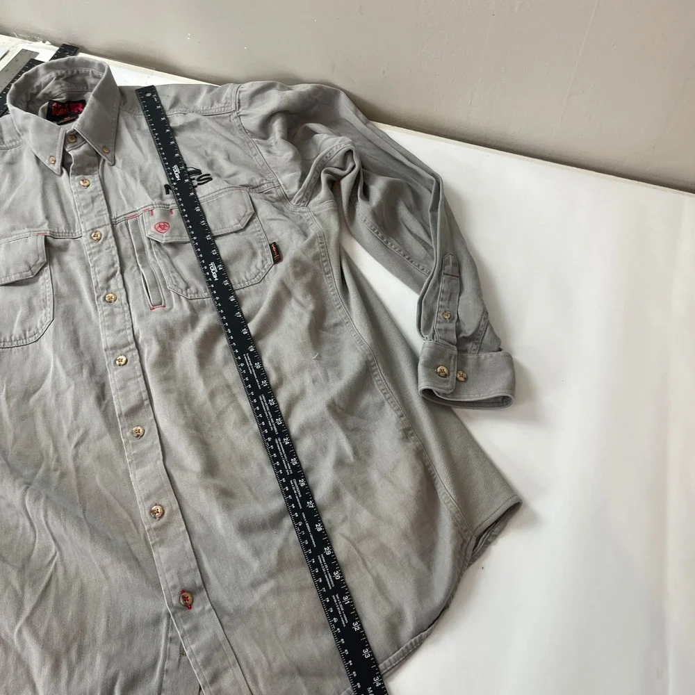 Ariat Shirt Mens XL Tall Gray FR Flame Resistant Work CAT 2 Workwear Utility